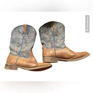 Youth Roper Size 3 Boots - blue brown Man made Materials